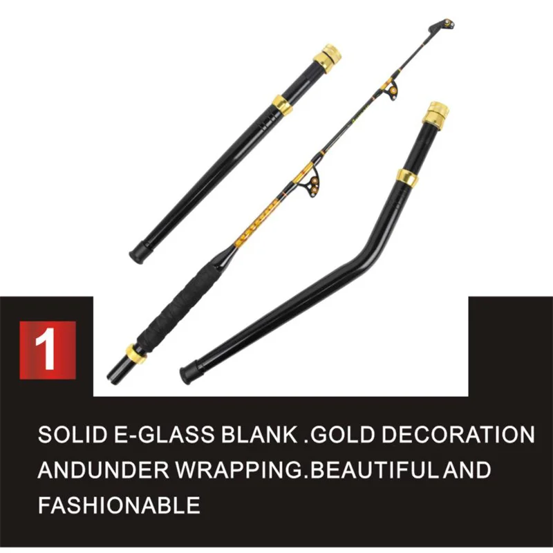 Caña de arrastre de pesca en el mar, caña de juego grande de 5 ', 80lbs, 130lbs, EVA, mango doblado/recto, varilla de atún, 2 + 1, rodillo de Material FRP - imagen 3