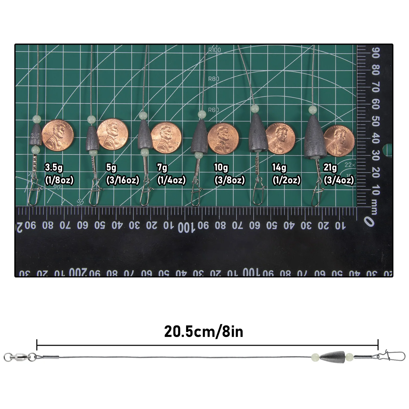 Guía de alambre de pesca de acero inoxidable, aparejo de pesca de lubina, anzuelo enganchado, peso de bala, giratorio, preequipado - imagen 2