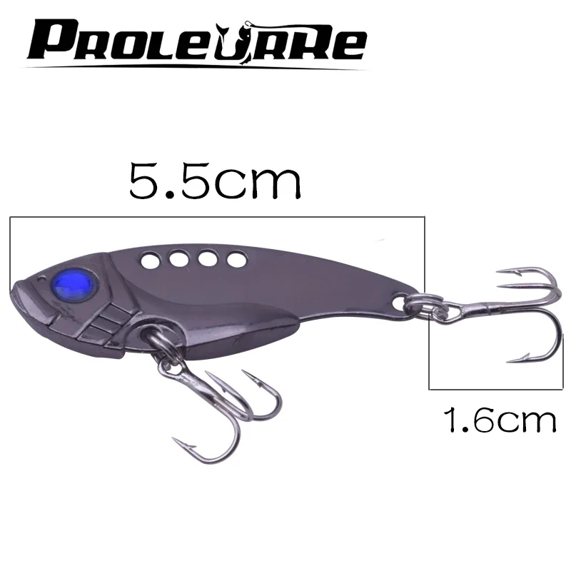 Señuelo de pesca VIB de Metal, 5,5 cm, 11g, cuchara que se hunde por vibración, cebo de cigarra, lubina, trucha, cebo Artificial con anzuelos, dorado y plateado, 1 ud. - imagen 2
