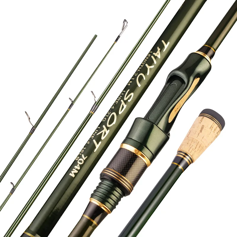TAIYU 50cm Mini cañas de pescar de viaje 1,8 M 2,1 M 2,4 M fibra de carbono punta M caña de fundición giratoria 4-16LB tirar 4-21g caña de pescar señuelo - imagen 5