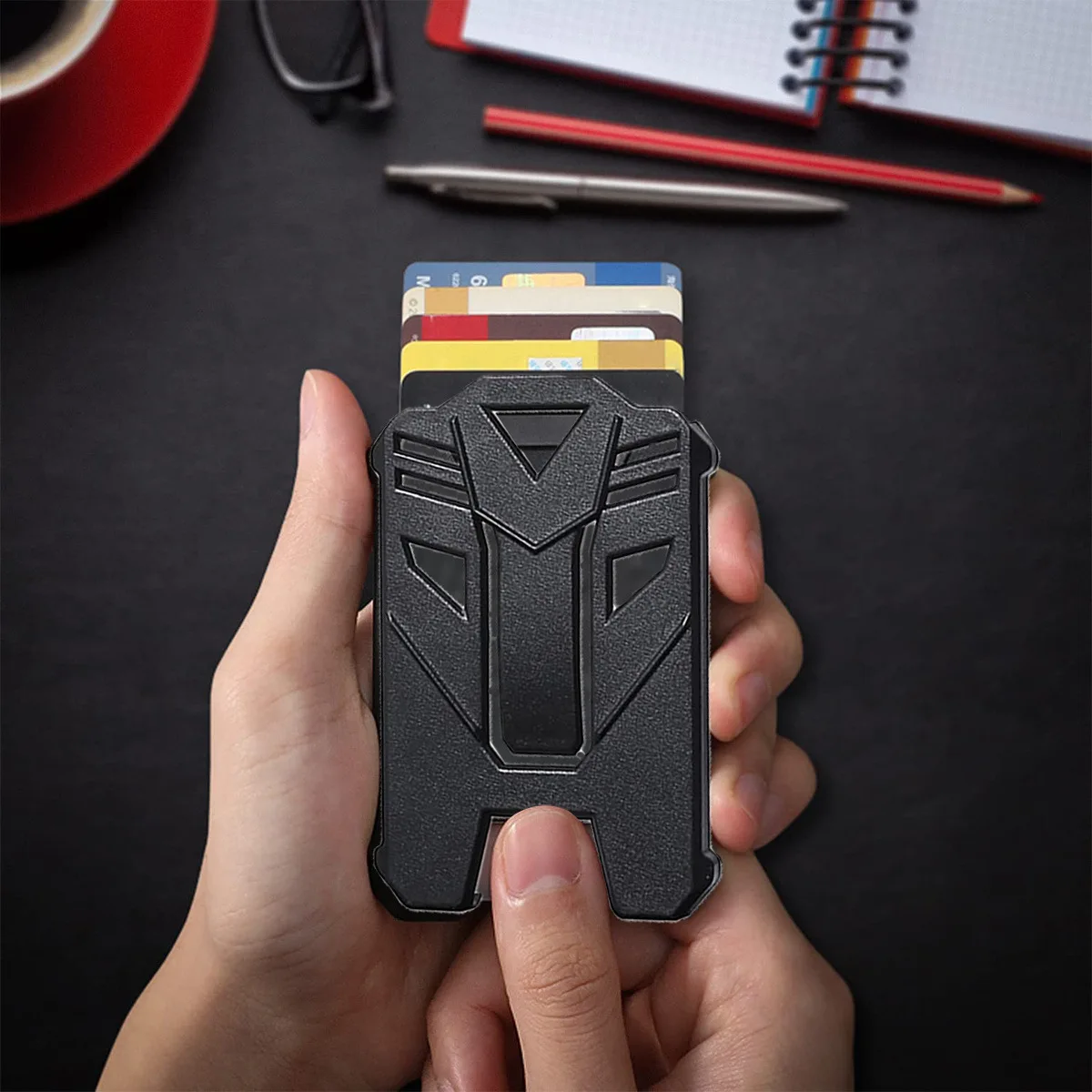 Mosquetón telescópico versátil para exteriores, llavero retráctil con funda para tarjeta de identificación, llavero, cordón, herramienta de pesca para acampar - imagen 4