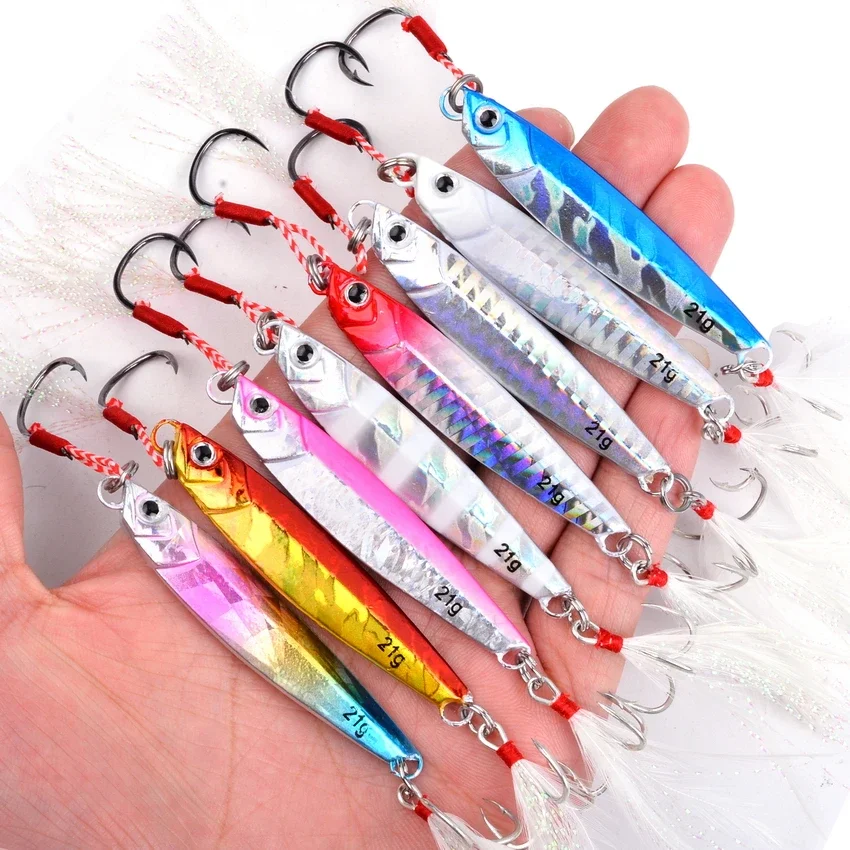 Señuelo tipo cuchara de plantilla fundida de Metal, cebo Artificial de 7G-60G, Señuelos de pesca de Jigging lento, aparejos de pesca de lubina súper duros, 1 pieza en oferta - imagen 4