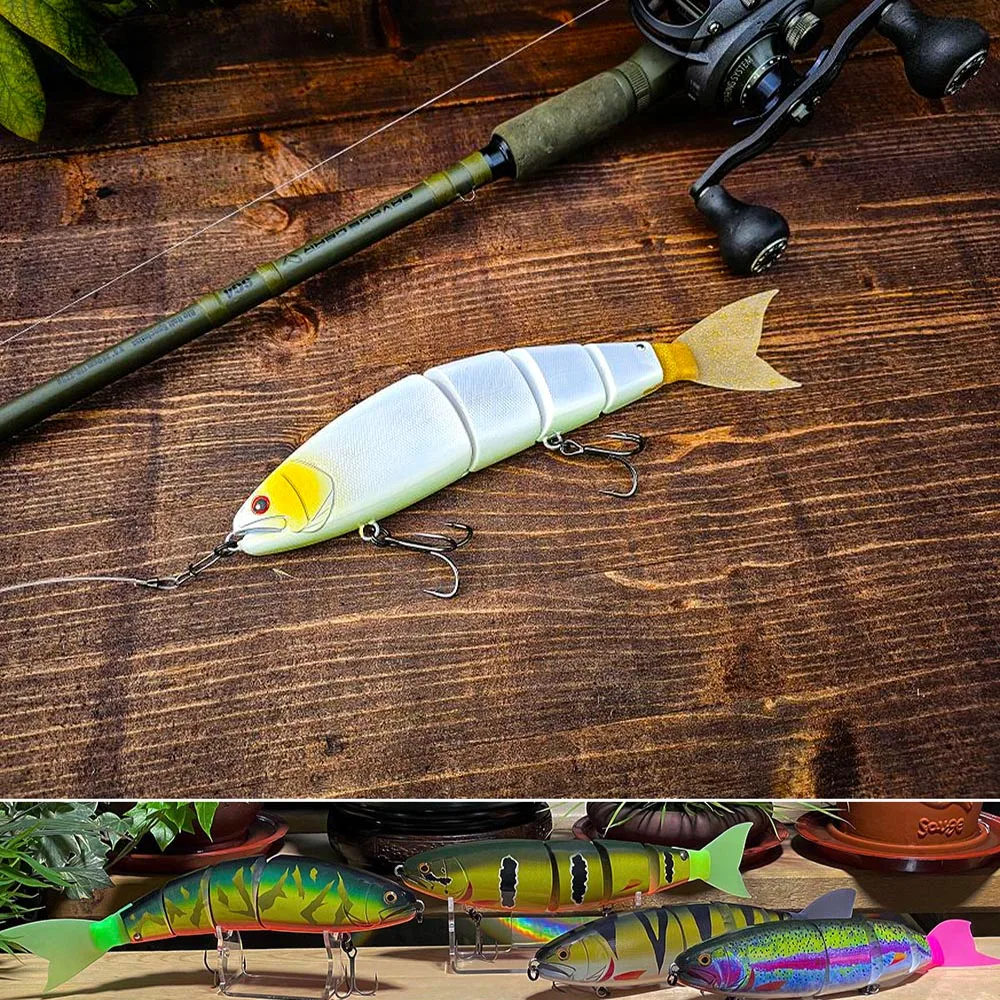 Señuelo de pesca de natación articulado flotante/hundimiento, Sección de cebo duro gigante para cebo grande, Lucio, pececillo, tamaño de 245mm - imagen 5