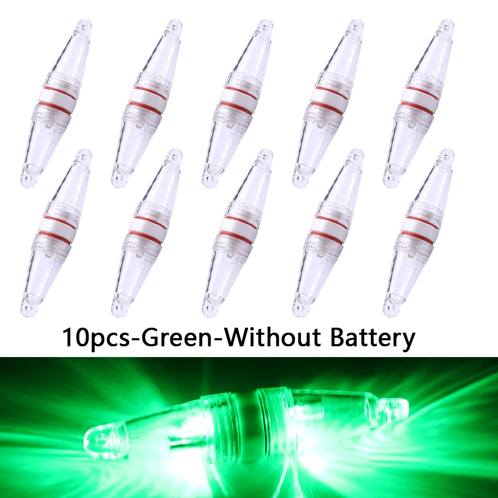(Sin batería) 10 Uds. Luces LED de pesca subacuáticas, luces de cebo intermitentes en ambos extremos, especificación de pesca nocturna, atrae peces - imagen 2