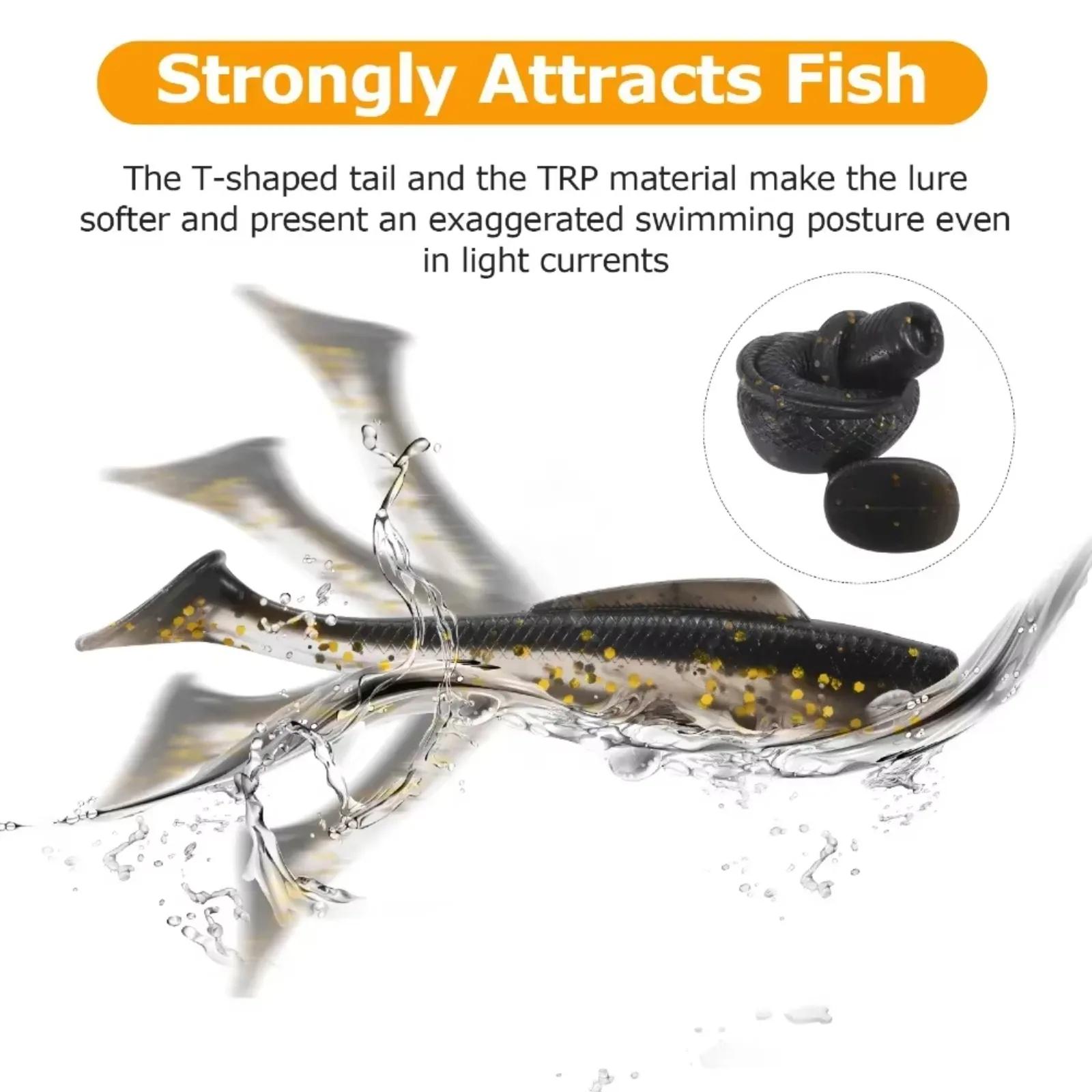 Goture-Juego de señuelos flotantes con cola en T, Señuelos de pesca de pececillo Topwater para agua dulce/agua salada, cebos de plástico artificiales de silicona - imagen 4