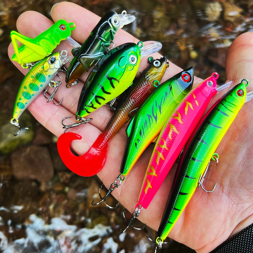 Juego de cebo de pesca de 141 Uds., juego de señuelos VIB de pececillo mixto, cebo falso de plástico, cebo de pesca biónico flotante para lubina, venta al por mayor - imagen 5