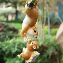 Figura de ardilla de resina – Adorno colgante para jardín