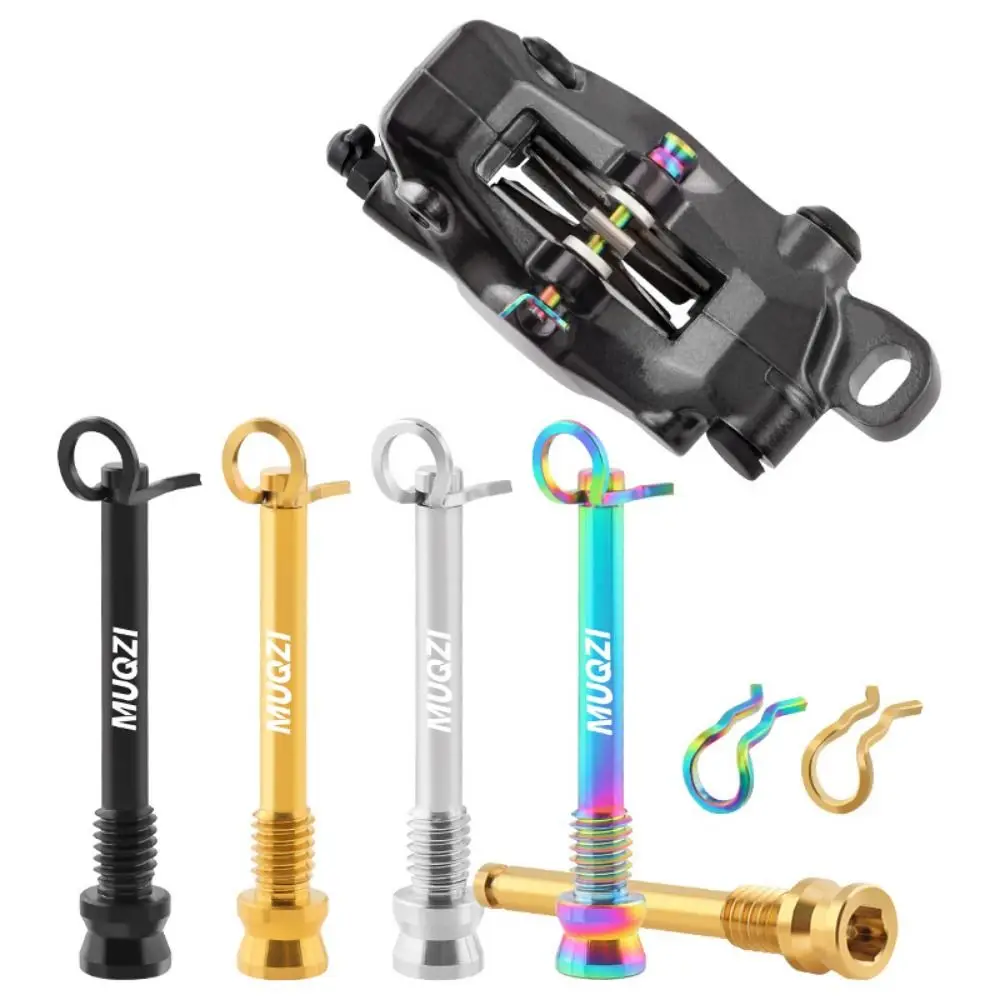 Pernos de pastilla de freno de disco de titanio M4 * 26mm con Clip de fijación tornillos de frenos de disco de bicicleta pines Clips de resorte ligeros - imagen 2
