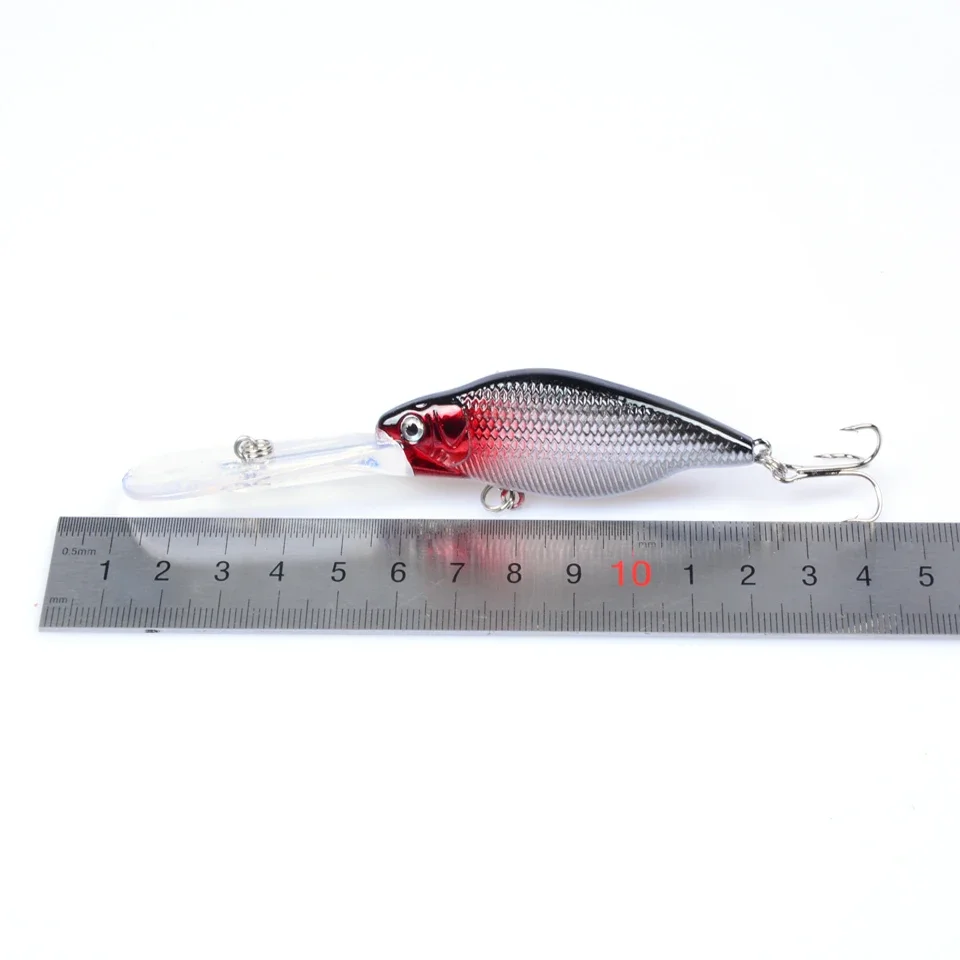 LEOSPORT Minnow Crankbait hundimiento medio buzo duro cebo de pesca boca larga ojos 3D apretado aparejos bamboleantes anzuelos triples - imagen 5