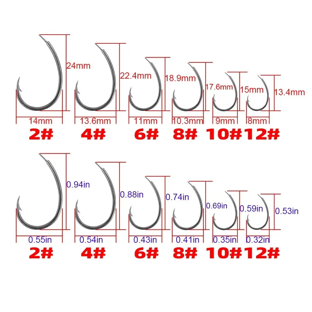 Hirisi 50 Uds. Anzuelos de púas con revestimiento de PTFE, anzuelos de púas para pesca de carpa, accesorios 7011 - imagen 2
