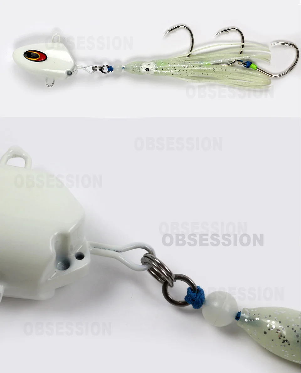 OBSESSION-anzuelos de pulpo de Triple asistencia, anzuelos de pesca de arrastre, Jigging de Metal brillante, anzuelos de púas de calamar doble, anzuelos de pez Marlin, 3 bolsas - imagen 5