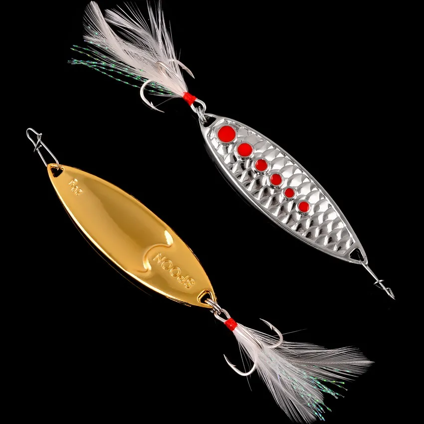 Señuelo de pesca con cuchara de Metal, cebo duro giratorio Wobbler, Crankbait, lentejuelas doradas y plateadas, cebo Artificial, 3g-20g - imagen 5