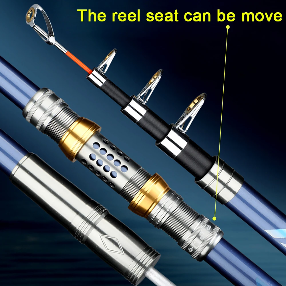 Cañas de pescar telescópicas para Surf, 2,1/2,4/2,7/3,0/3,6 m, potencia giratoria de carbono, lanzamiento de Surfcasting, caña de pescar de fundición larga costera - imagen 4