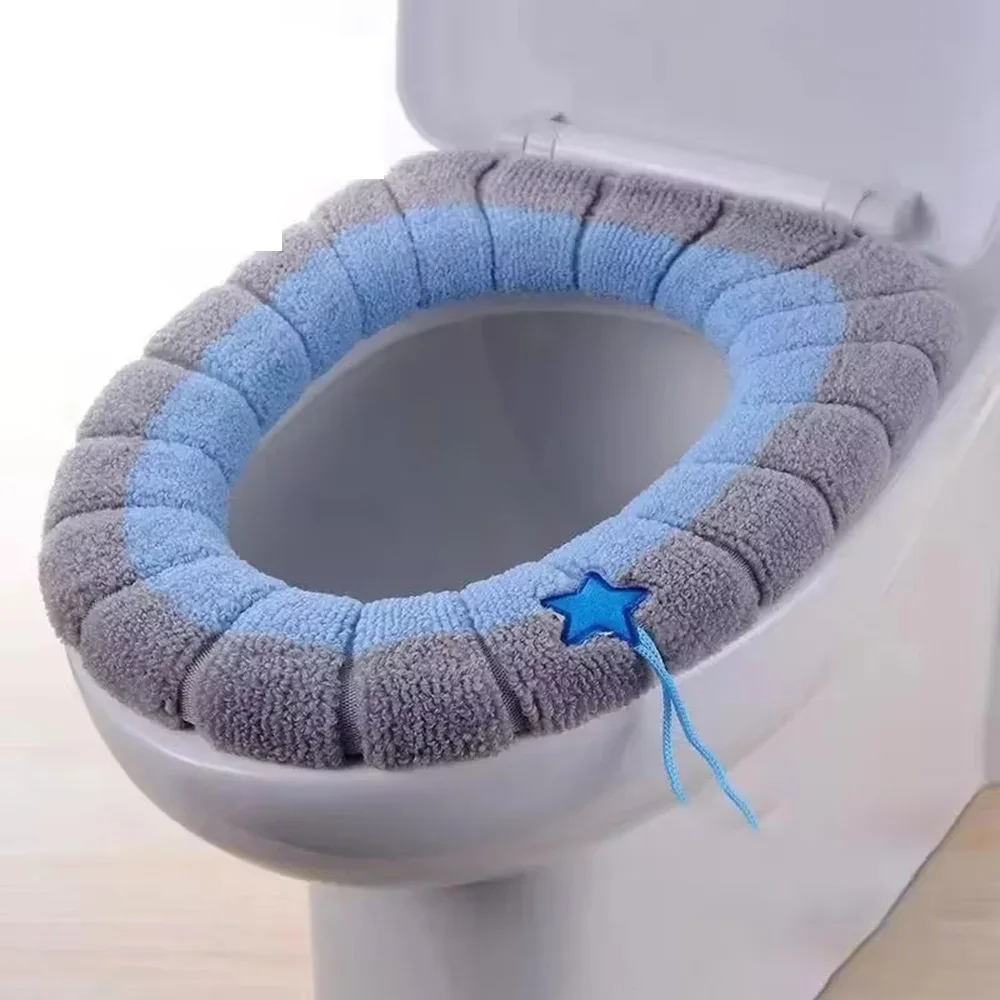 Temporada Universal portátil suave lavable engrosamiento invierno felpa asiento de inodoro cubierta estera baño almohadilla de inodoro con accesorios - imagen 4