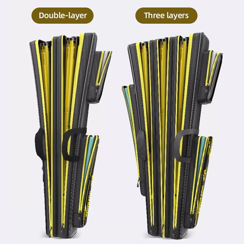 Bolsa de caña de pescar portátil, 2/3 capas, 80-130CM, bolsa de almacenamiento de aparejos de pesca recta, bolsa de almacenamiento de equipo de pesca grande, bolso de caña de mar - imagen 2