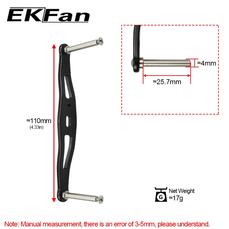 EKFAN-MANGO izquierdo y derecho de pesca de aleación de aluminio de 110MM, perilla de carrete de Baitcasting DAI, rodamiento de 7x4x2,5 MM, piezas de agujero de 8x5MM - imagen 5
