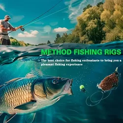 Method Feeder multicolor con anzuelos de púas para carpa y carpín