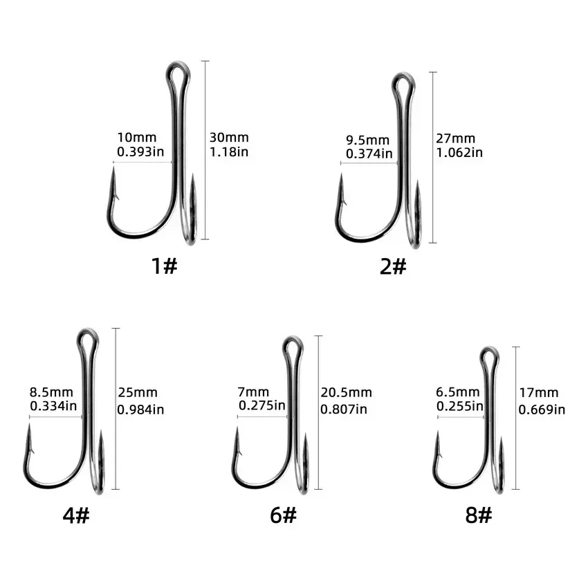50 Uds. Gancho doble de vástago largo, anzuelo de pesca sin malezas, atado de moscas, anzuelo doble para Jig Bass, aparejos de pesca para señuelo suave - imagen 3