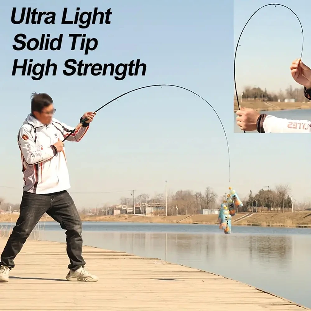 Ghotda, 6 secciones, 2,1/2,4 M, caña de pescar con señuelo de punta sólida, caña de pescar giratoria de fibra de carbono para viaje, caña de pescar de carpa con mango Eva - imagen 5