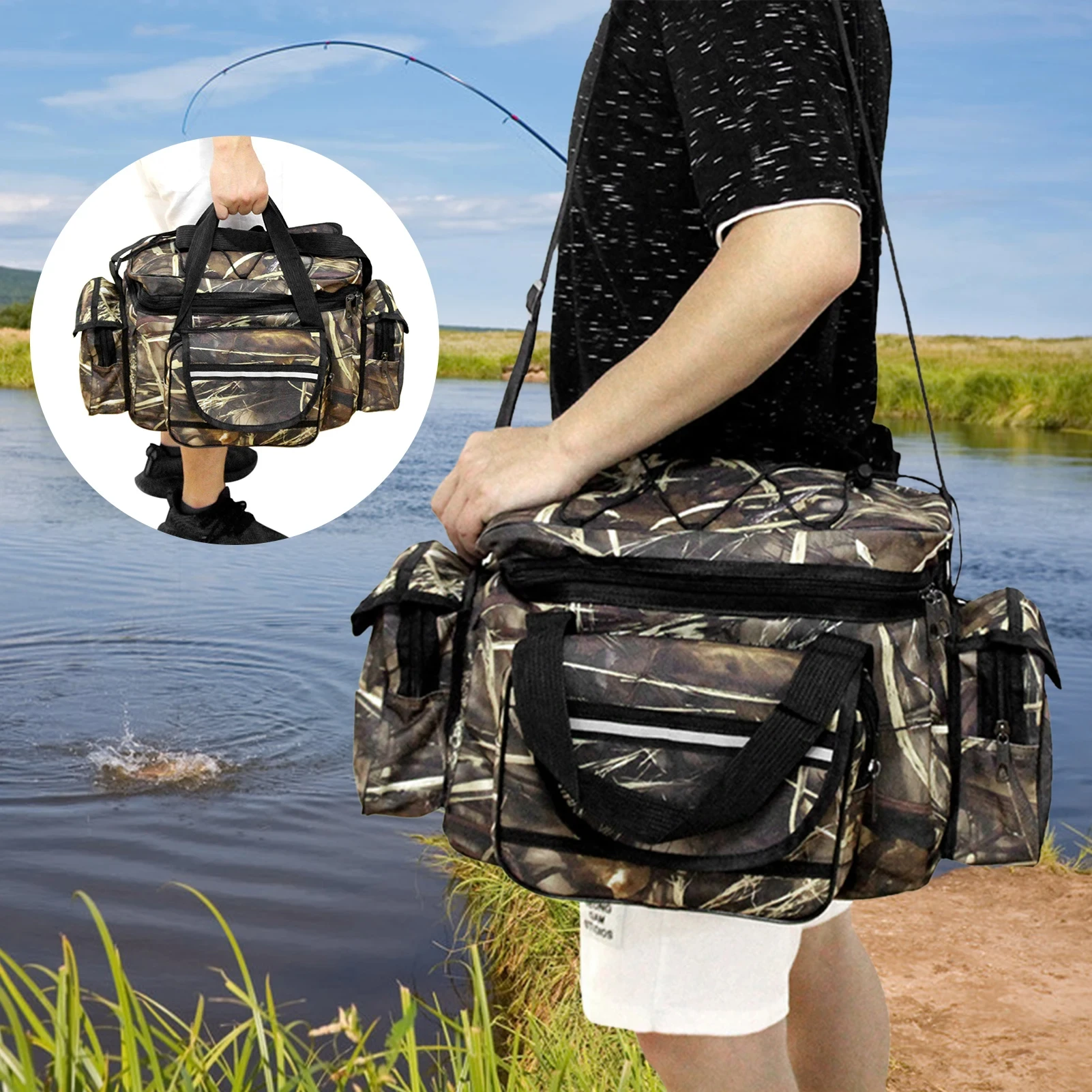 Bolsa estanca de pesca con bandolera – Gran capacidad impermeable - imagen 5