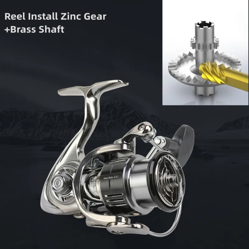 Carrete giratorio de trucha Mavllos Relos con potencia de arrastre, relación de 15Kg, carrete poco profundo de aluminio 5,5:1, carrete de pesca de carpa para Lucio - imagen 4