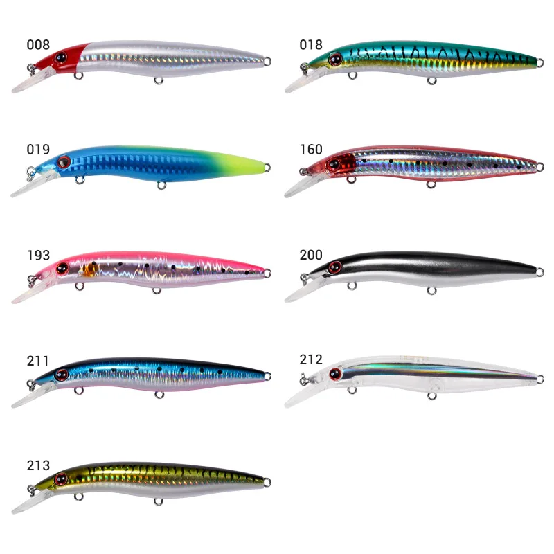 Señuelo de pesca Noeby Minnow, 125mm, 19g, pececillo de curricán flotante poco profundo, nuevo cebo duro Artificial, Señuelos de pesca de orilla de Chile - imagen 3