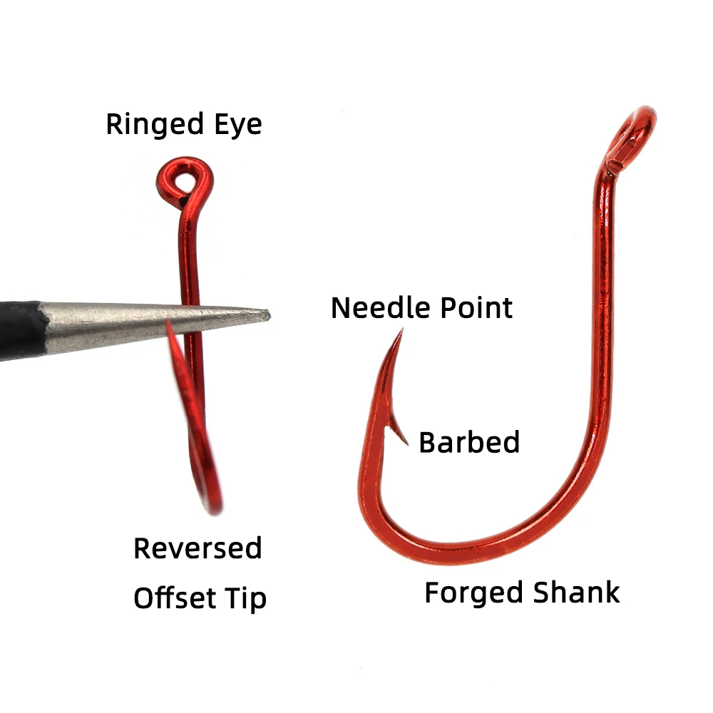 Ellllv 50 piezas 100 piezas # 6 anzuelos de pico de pulpo de tamaño pequeño de níquel rojo, anzuelos compensados de acero rico en carbono, aparejos Sabiki/mouches de pesca atados - imagen 5