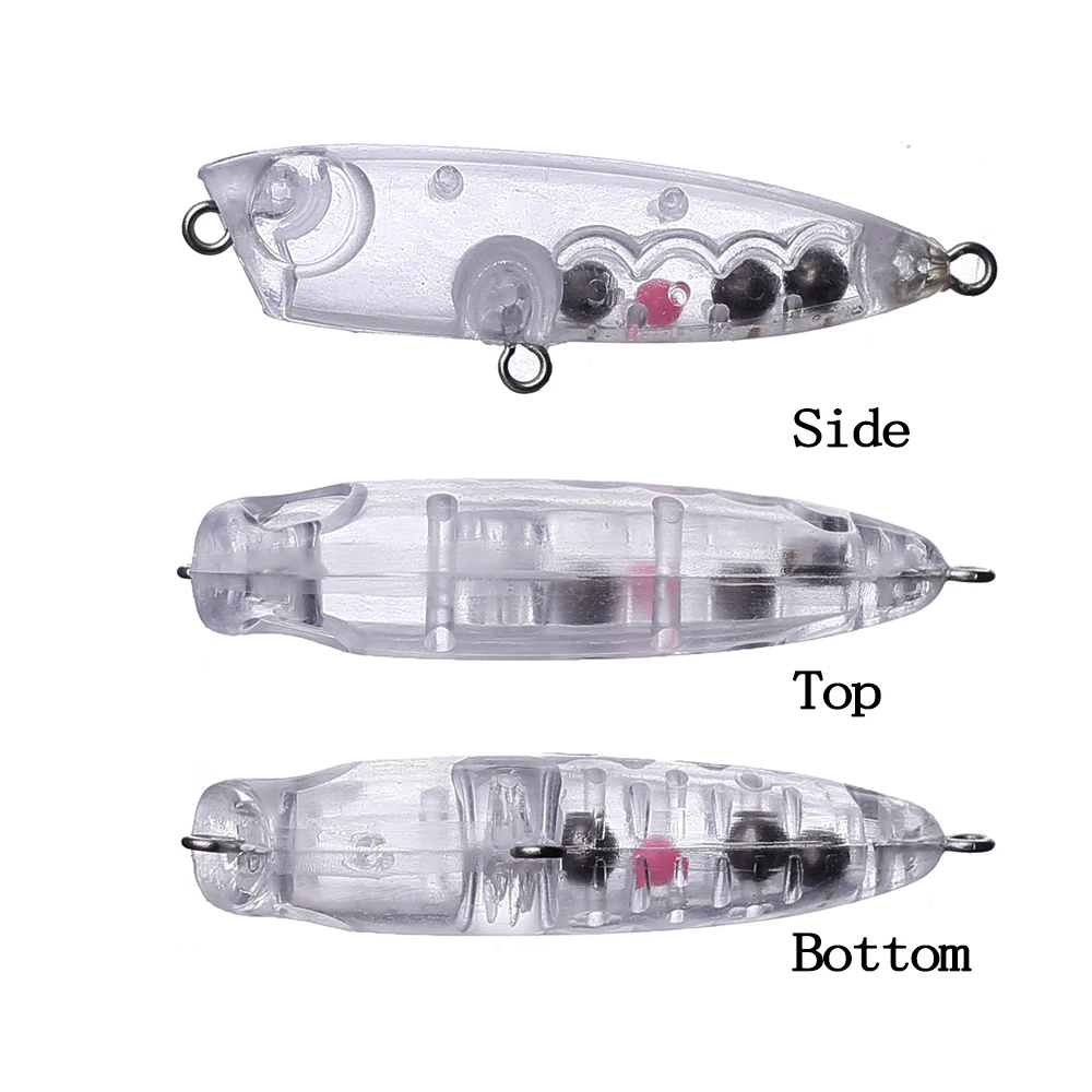 Chan'sHuang 30 Uds. Cebo en blanco sin pintar 45mm 2,9g sonajero Topwater Mini Popper DIY hecho a mano aparejos de señuelo de pesca Artificial - imagen 3