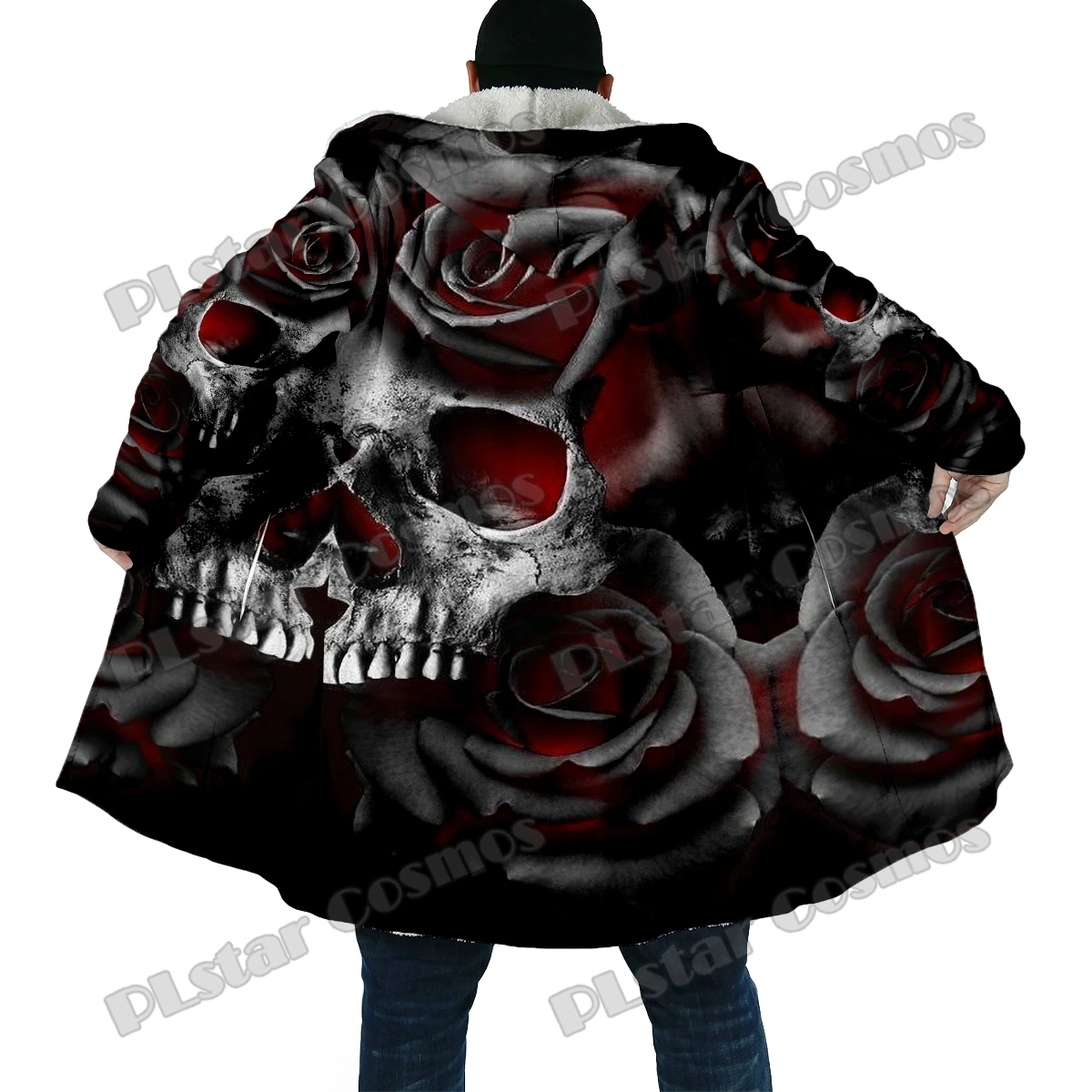 Capa invernal DP51 con capucha y estampado calavera 3D – Lana gruesa - imagen 5