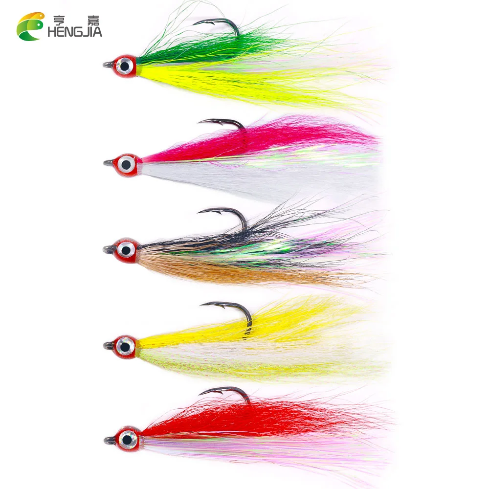 5 uds moscas de pesca con mosca Streamer Bucktail Teasers anzuelo de pesca anzuelos para moscas trucha salmón lubina Señuelos de pesca con mosca herramientas de aparejos de pesca - imagen 3