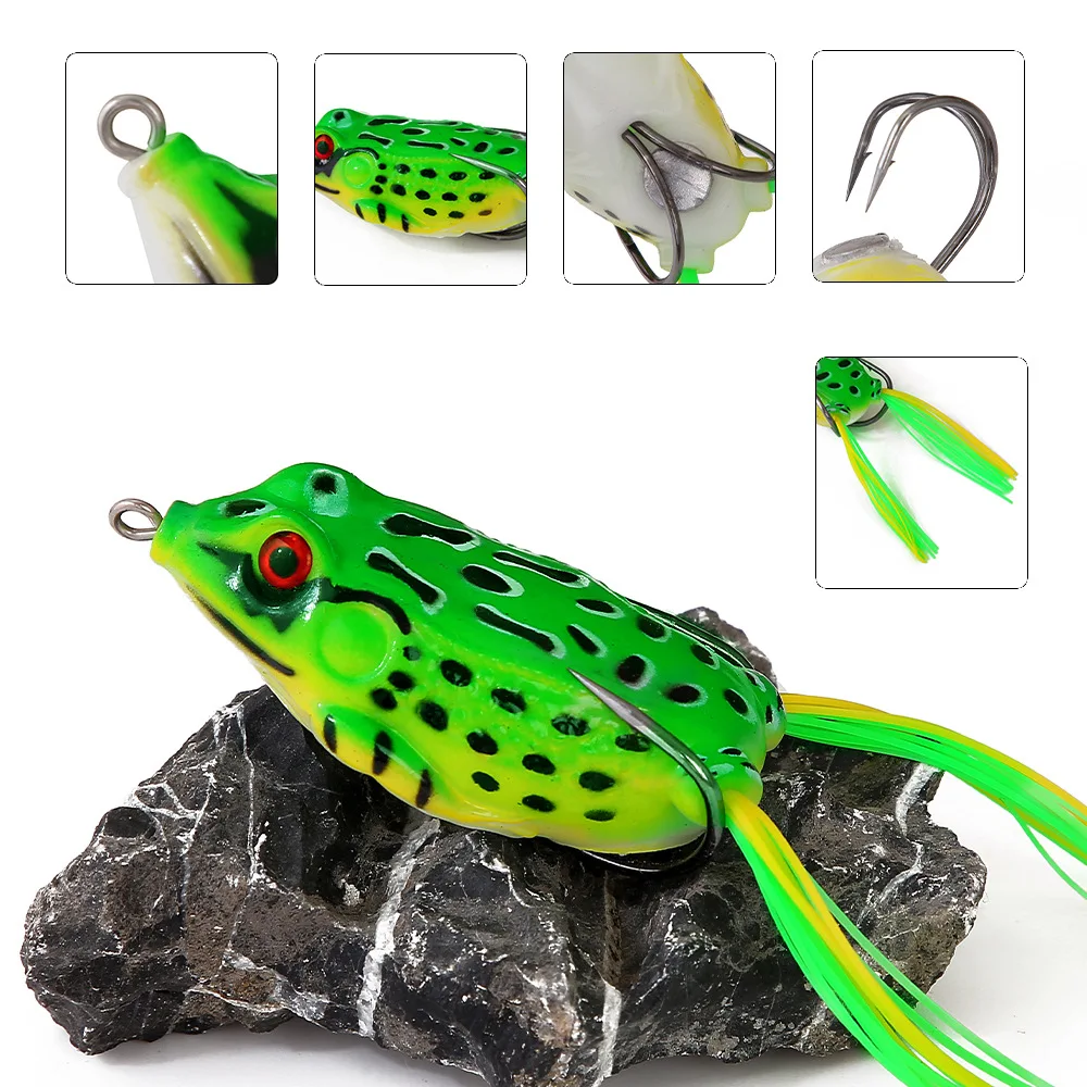 Señuelos de rana Topwater de silicona con anzuelos dobles para lubina - imagen 5