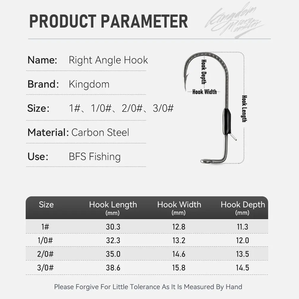 Kingdom anzuelo de pesca vertical de 90 grados 5 unids/bolsa 1 #   1/0  2/0 3/0 #   Anzuelo de púas de ángulo recto de agua dulce de acero rico en carbono - imagen 3
