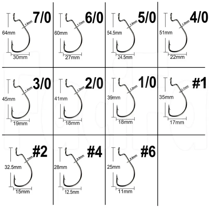 100 Uds. Anzuelos de pesca de gusano de espacio ancho, manivela de plantilla, anzuelo de lubina grande, manivela de acero negro de alto carbono, anzuelo de púas para señuelo de pesca suave - imagen 3