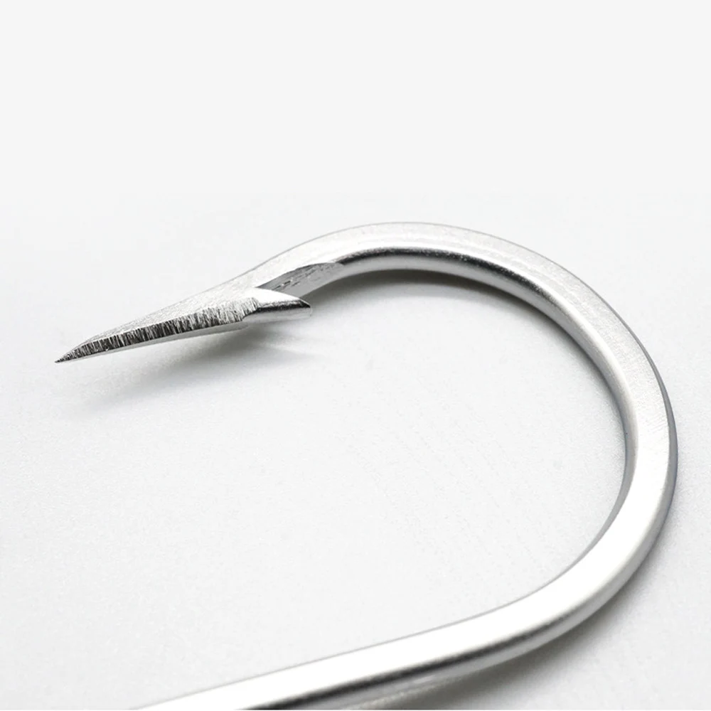 Anzuelo de pesca de mar de acero inoxidable, anzuelos de caña larga extremadamente afilados, tamaño 8/0 para peces de aguas profundas, juego de pesca grande de agua salada, 3 uds. - imagen 3