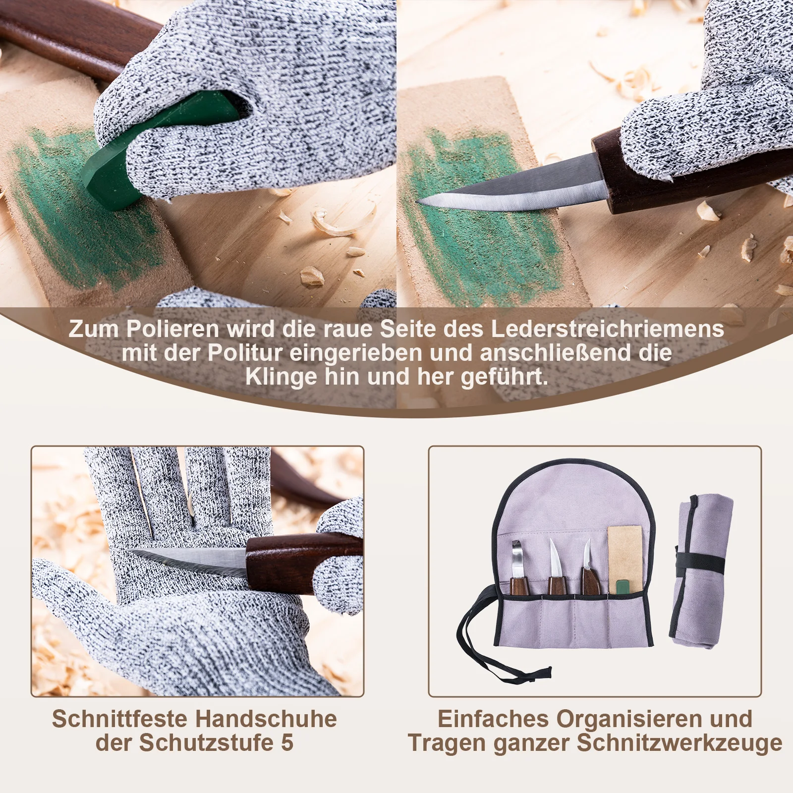 Changemore Kit tallado señuelos – Cuchillos guantes resistentes - imagen 4