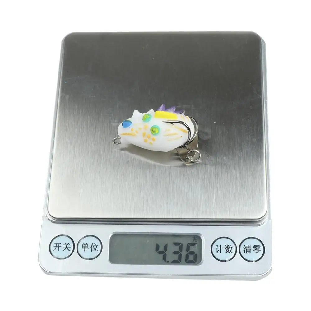 Señuelo de pesca de rana suave de 3cm/4,4g, Mini señuelo suave con anzuelos dobles, cebo Artificial de rana con rayos de agua superiores - imagen 3