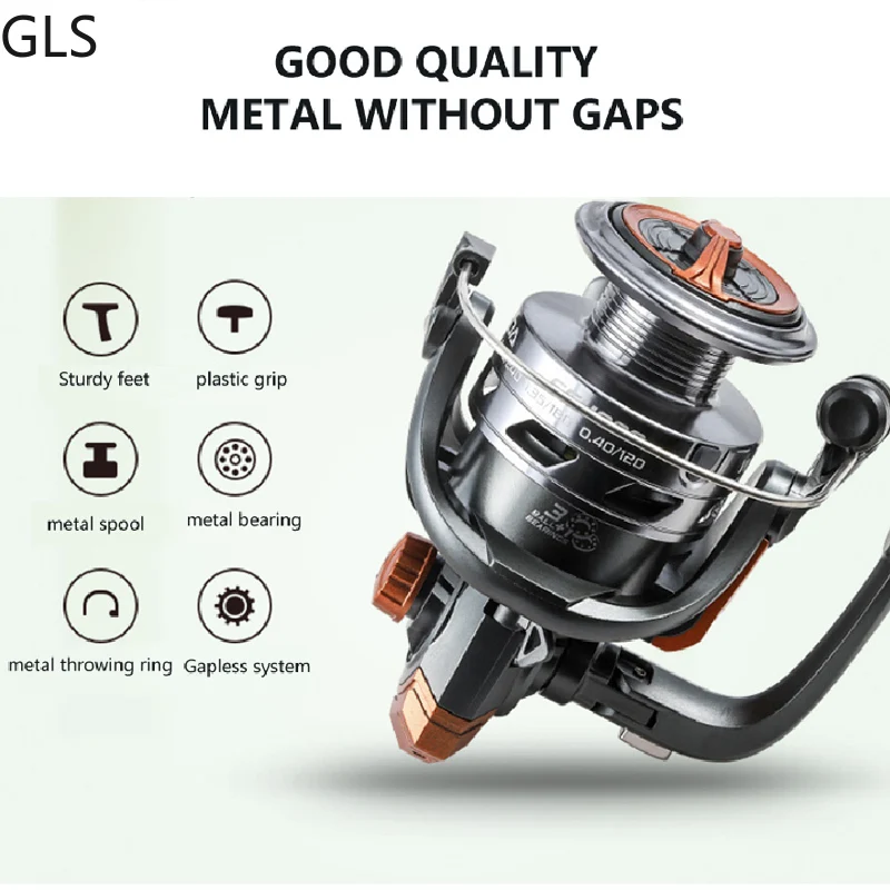 Carrete de pesca de Metal, accesorio giratorio para agua dulce, arrastre máximo 6kg-10kg, profesional, 5,2: 1/4.7:1 - imagen 5