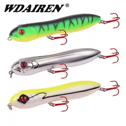 1 pcs top agua cabeza de serpiente lápiz señuelos de pesca 10cm 15g flotante plástico wobblers artificial señuelos duros con anzuelo rojo para el bajo lucio