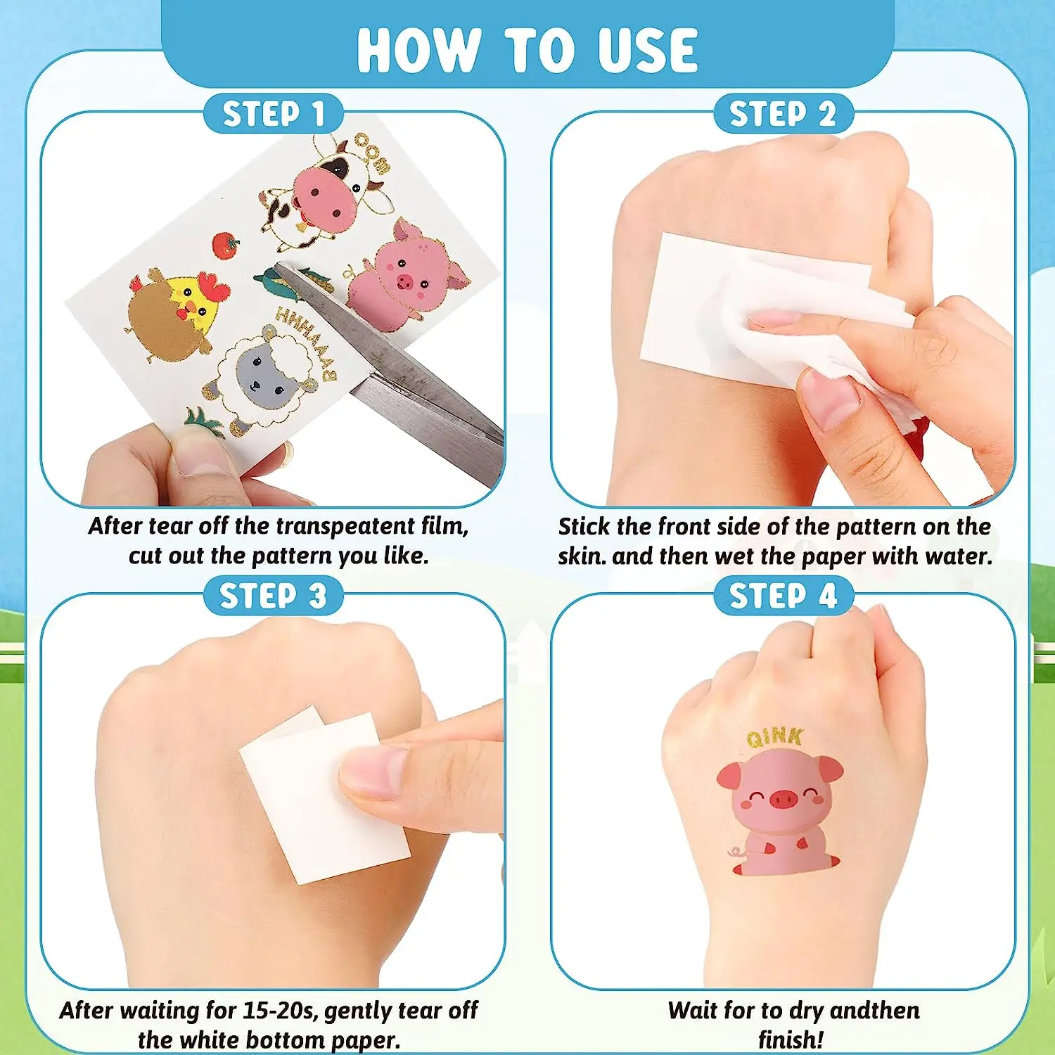 10 hojas de tatuaje infantil para el día de Navidad, tatuaje temporal falso para niños, tatuaje para niña, brazo, manos, cuerpo, tatuajes impermeables para niños - imagen 5