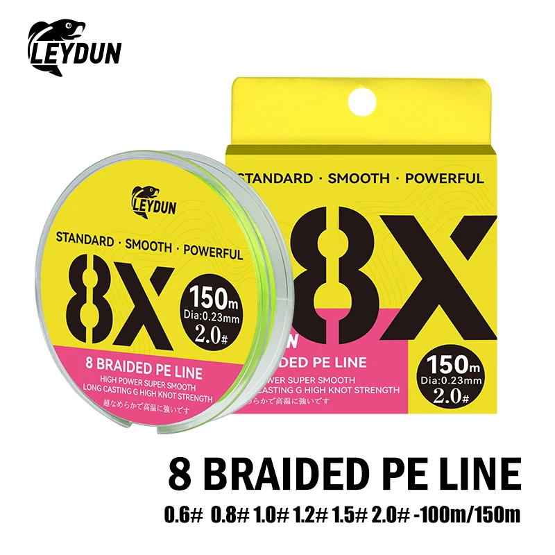 LEYDUN Nieuwe 8X Micro Vislijnen 8 Strengen Gevlochten PE 100 m 150 m Japan Gladde Multifilament Lijn Karper Vliegvissen Sterk Weave