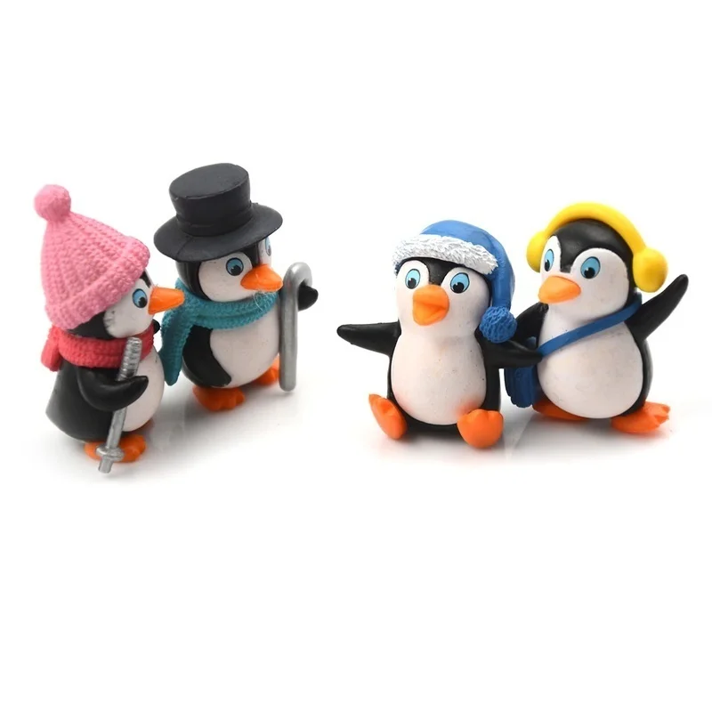 4 unids/set DIY manualidades Mini pingüino de invierno figura en miniatura figuras de Navidad para gnomos de jardín de hadas decoración de terrarios de musgo - imagen 3