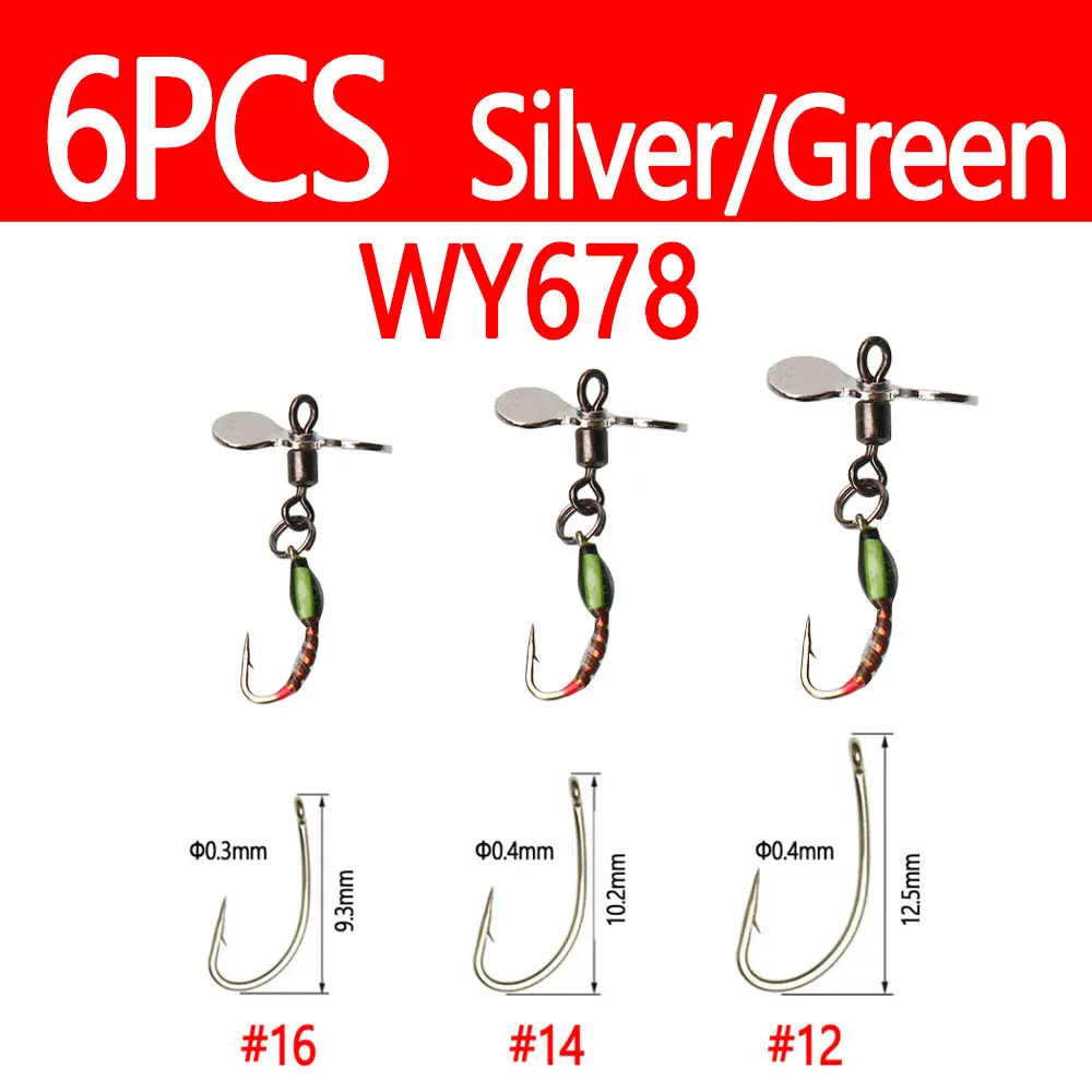 6pcs Silver-Green