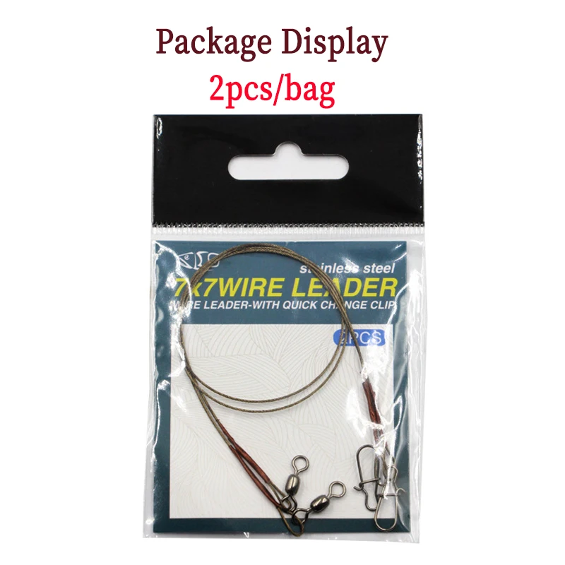 2 unid/bolsa líder de alambre de acero inoxidable línea de pesca de titanio con giratorios a presión correa Leadcore antimordida accesorios de pesca aparejos - imagen 4