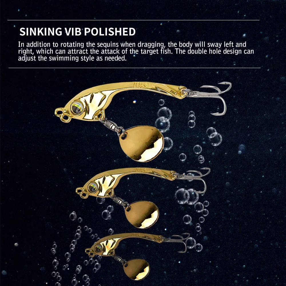 Topline-señuelo de Pesca de Metal Vib, cuchara de arrastre, Wobbler, hundimiento, cebo duro Artificial, accesorios de Pesca, 10g/15g - imagen 3