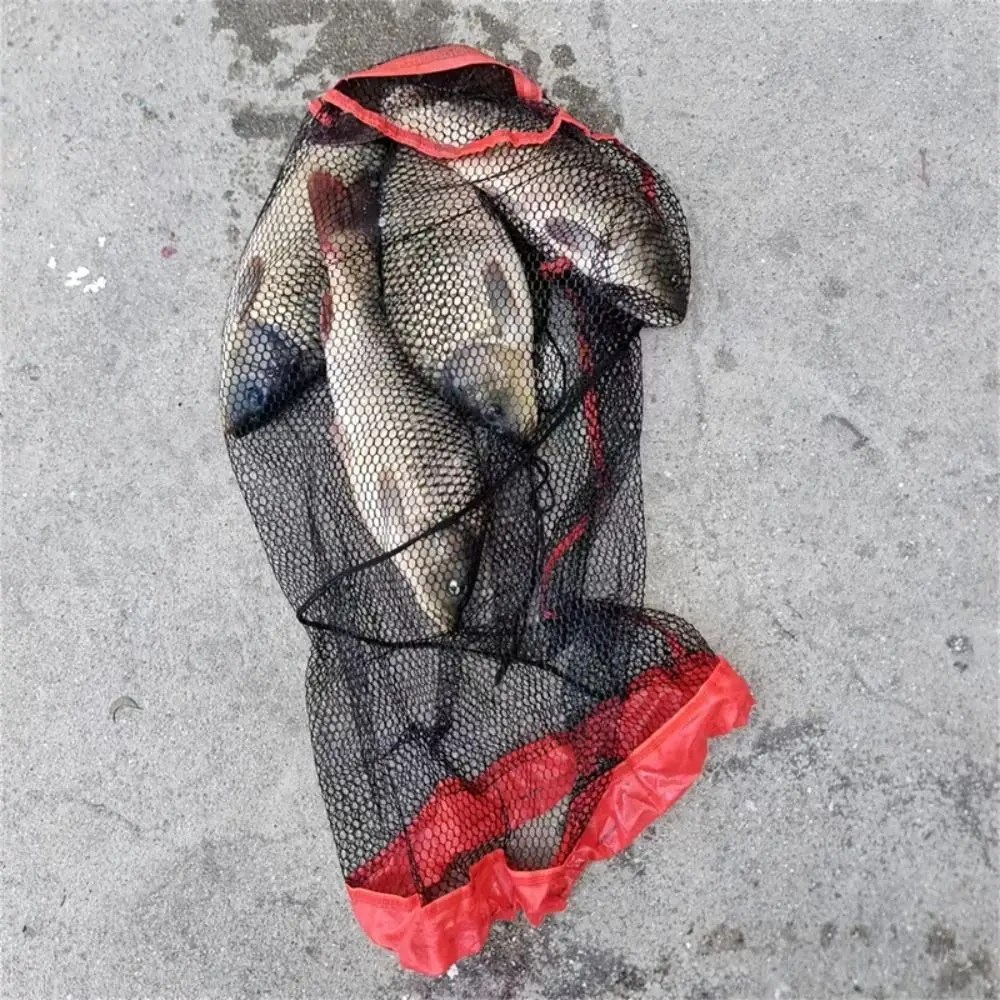 Bolsa de malla de pesca con cordón, cesta de pesca, paquete de boca, red para peces vivos, bolsillo grueso, jaula de red de pesca plegable, equipo de pesca - imagen 2