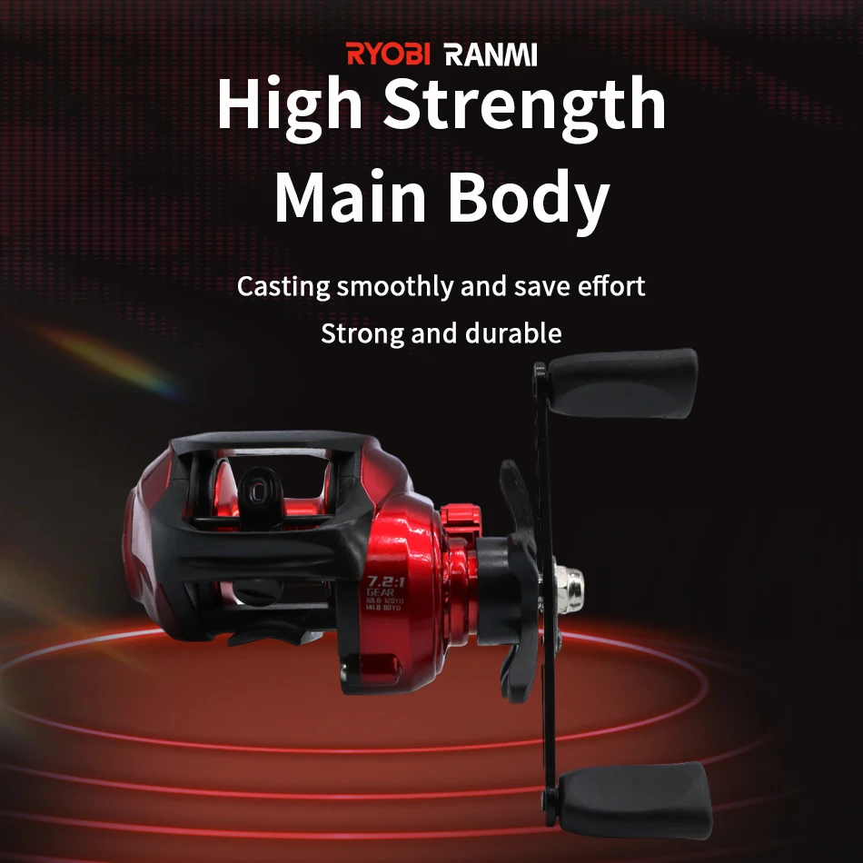 RYOBI-carrete de Baitcasting RANMI SV, Carretes de pesca de agua dulce y salada, arrastre máximo 7,2: 1, 8KG, ligero - imagen 5