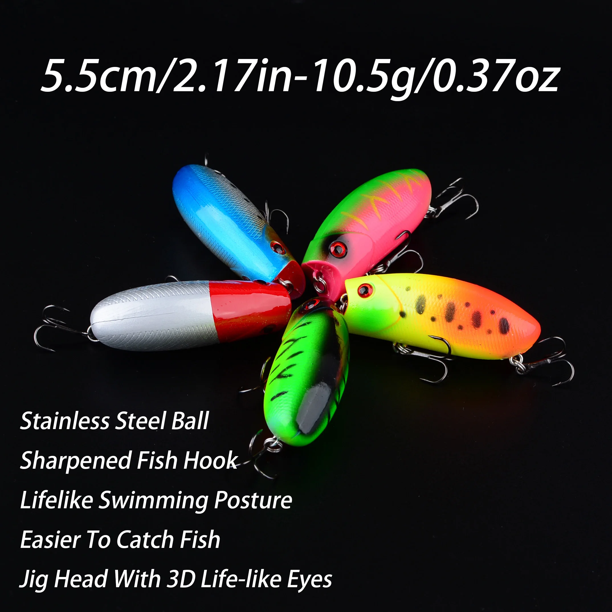 5 uds cebo duro Wobblers artificiales aparejos de pesca de plástico Señuelos de pesca cebo Popper flotante - imagen 2