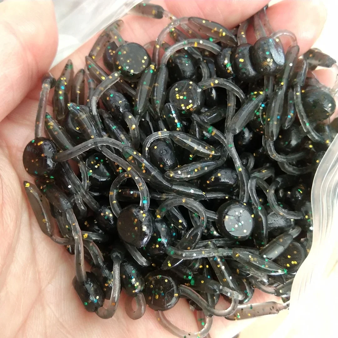 10 Uds 3,5 cm 0,4g señuelo de pesca de gusano doble cola cebo de pesca suave cebo de rana lubina mar agua dulce salada - imagen 2