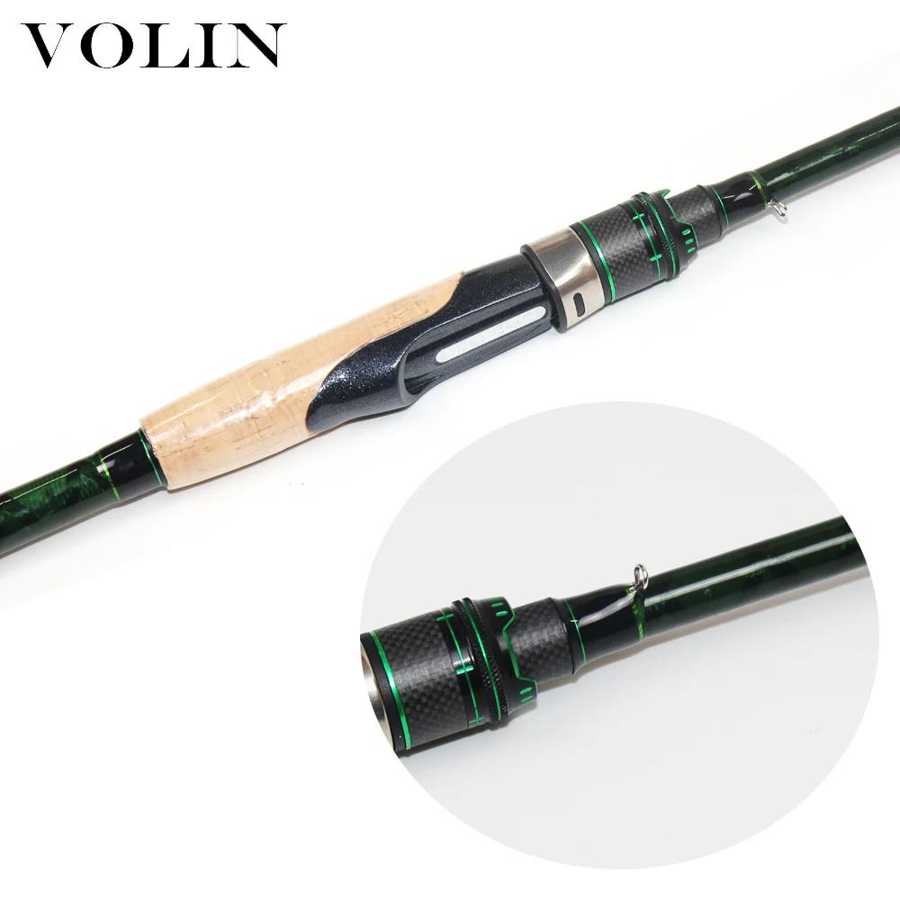 VOLIN-caña de pescar con señuelo de carbono, caña de pescar con 2 secciones, 1,8 m, 1,98 m, 2,1 m, 2,4 m, 2,7 m, ML, 6-30g, 8-16LB, 2 secciones - imagen 5