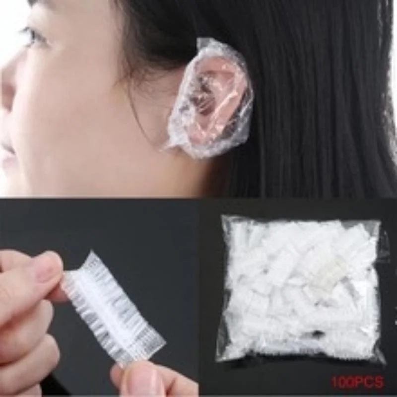 100 Uds. Orejeras desechables para peluquería, cubierta transparente para la oreja, protección para los oídos, tinte para el cabello, gorro protector, herramienta de estilismo para el Color del cabello - imagen 2